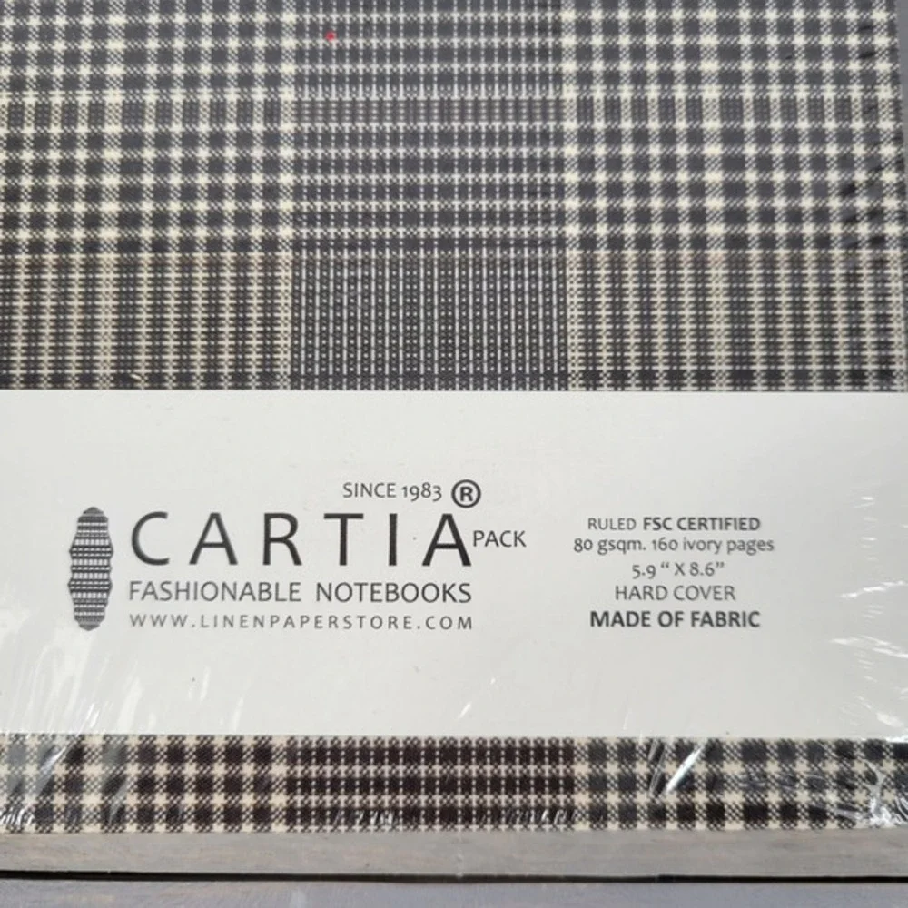 Cartia Fashionable Fabric Cover Notebook Fabric Houndstooth Ruled 160 Ivory Pg